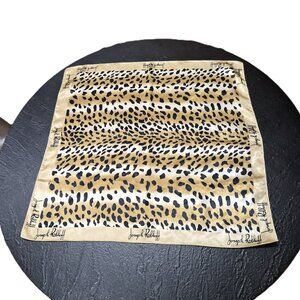 Vintage Joseph Ribkoff Leopard Print Logo Scarf Y2K Satin Square Logomania